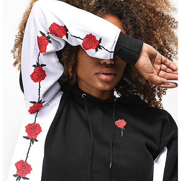 Empyre Kennita Savage Rose Black Crop Hoodie (M) - Picture 1 of 5